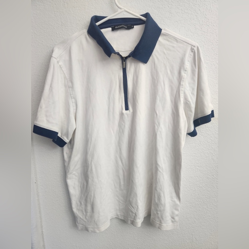 Bugatti White Polo with Blue Accents